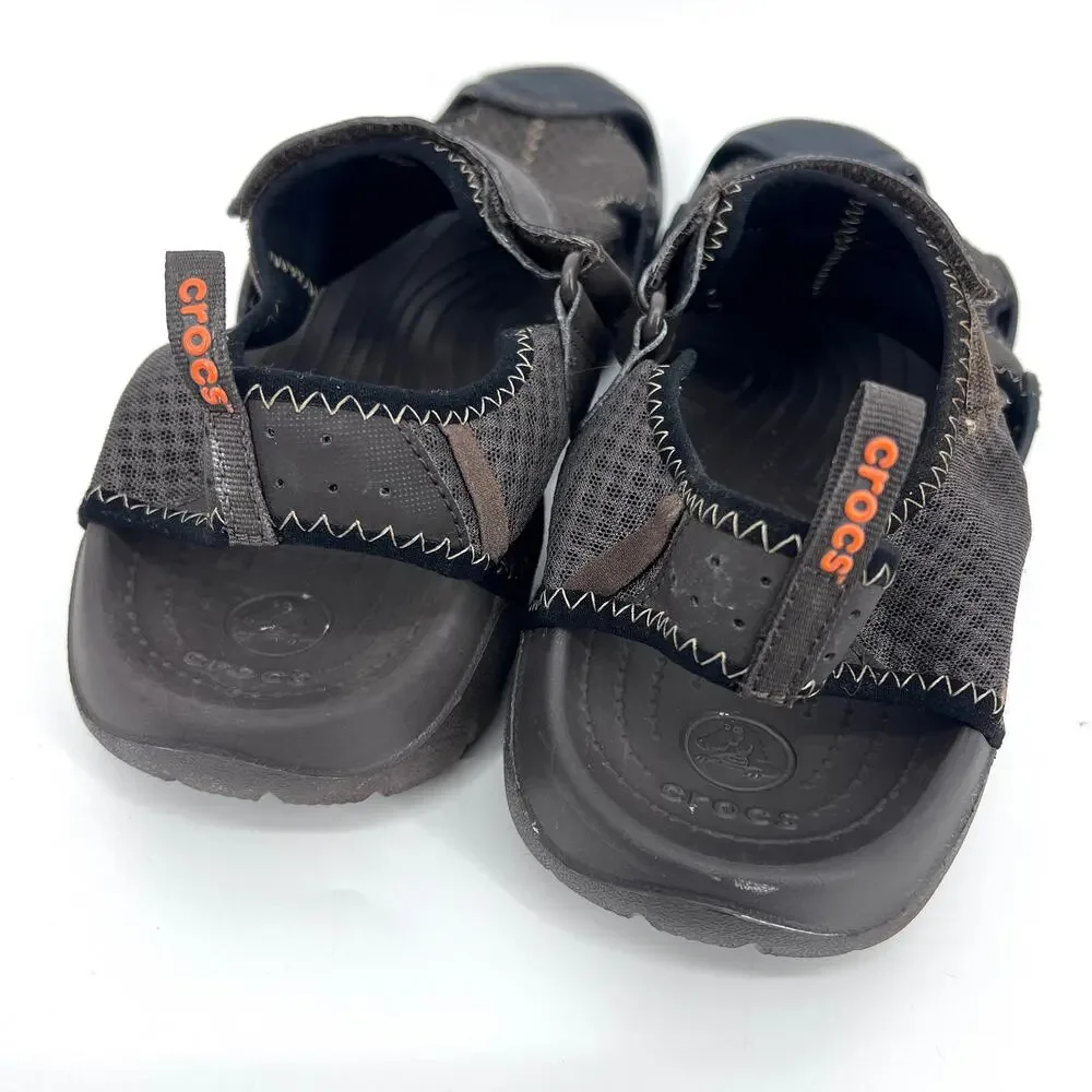 Crocs Mens Swiftwater Closed Toe Brown Mesh Hiking Outdoor Sandals Size 14